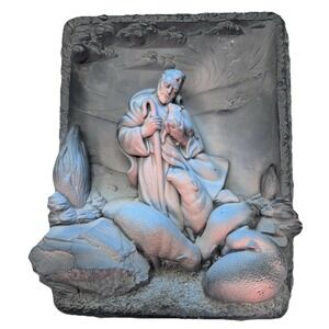 Vtg Jesus The Shepard High Relief Chalkware Art Victor Plaque Creative Arts Inc.